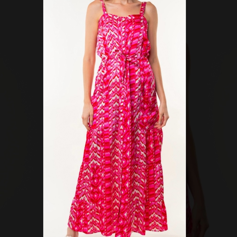 BRAND NEW IN PACKAGING WHITE BIRCH HOT PINK FUN IN THE SUN MAXI DRESS, SIZE MED